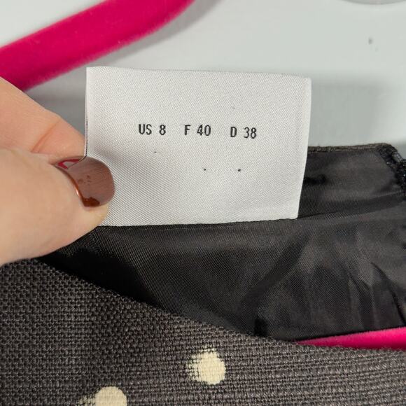 Akris Punto Wool Blend Sheath Dress Charcoal Gray Ivory Dot Luxury Work Office 8 - Picture 3 of 8